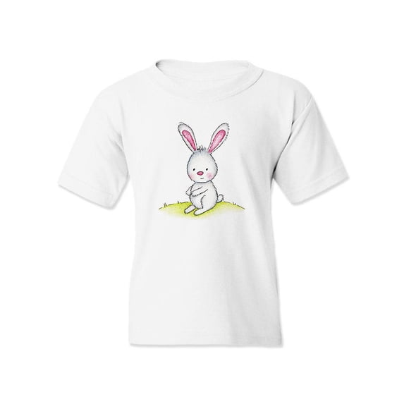 A Cute Bunny On Green Lawn T-Shirt Juniors -Image by Shutterstock, Medium