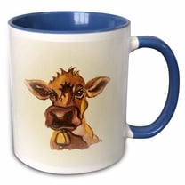 3drose, a Cute Cartoon of a Cow., 15oz Two-tone Blue Mug