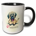 thumbnail image 1 of 3drose, a Cute Cartoon of a Mastiff with Typography., 11oz Two-tone Black Mug, 1 of 6