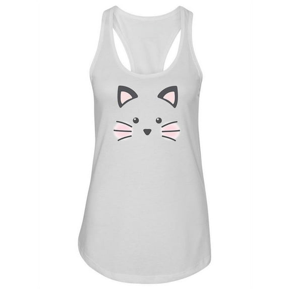 A Cute Cat Face Tank Women -Image by Shutterstock, Female Small