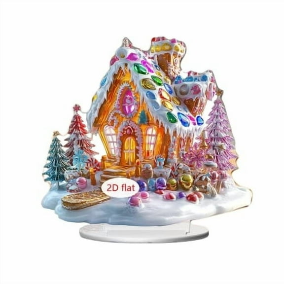 A Cute Christmas House Ornament Acrylic Home Decor For Living Room Study Desk Festive Holiday Display Weight 0.33 Lb 1Pc