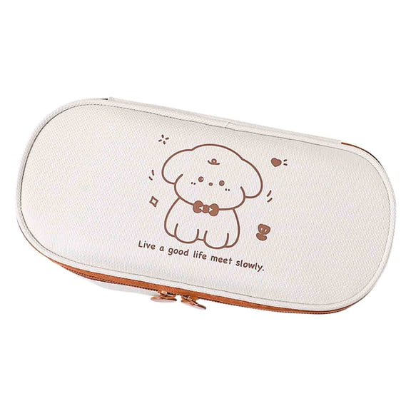A Cute Dog Pattern Large Capacity Pencil Pouch Oxford Cloth Pen Bag Student Stationery Storage 8.3X3.5Inch
