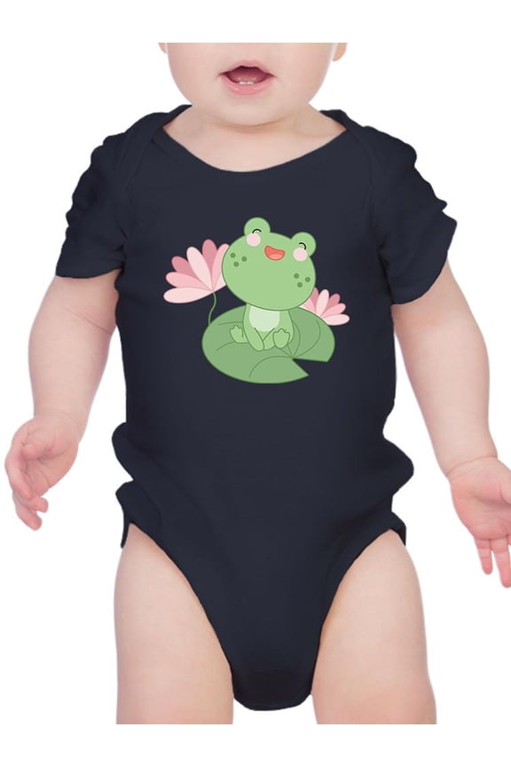 A Cute Frog Water Lily Leaf Bodysuit Infant -Image by Shutterstock, Newborn