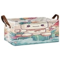 thumbnail image 1 of A Cute Marshmallow Man Storage Basket Soccer Plaid Fabric Hoard Box Oversized Collapsible Closet Organizer with Metal Iron Frame 16.9×11.4×7.7in, 1 of 8