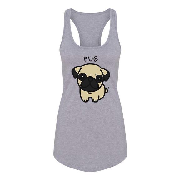 A Cute Pug Racerback Tank Women -Image by Shutterstock, Female Medium