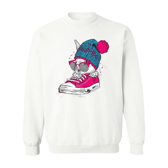 A Cute Rabbit With Glasses Sweatshirt Women -Image by Shutterstock, Female 4X-Large