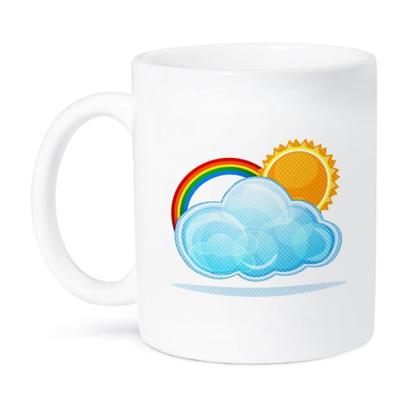 3dRose, A Cute Sun, Cloud and Rainbow For Kids, 15oz Mug