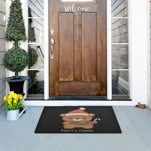 A Cute Teddy Bear Highly Absorbent Polyester Doormat Anti-slip Anti-fouling Indoor Outdoor Entrance Welcome Mat 3220in.