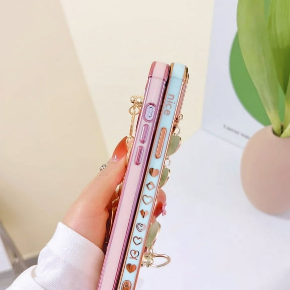 A Cute and Fashionable iPhone 13 Case for Girls and Women Love Heart Chain iPhone 13 case With Free Gift