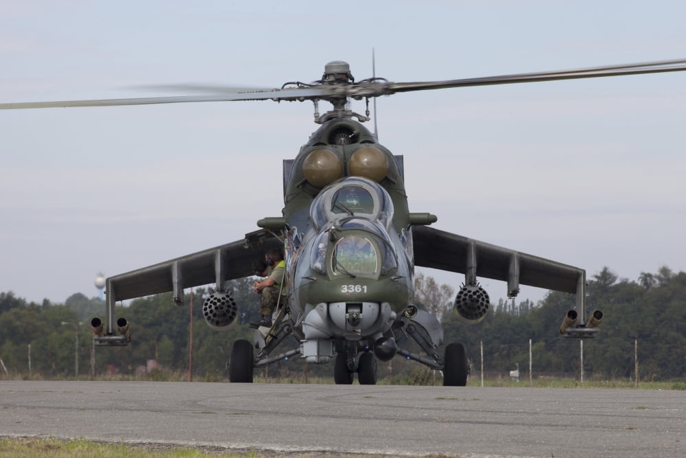 A Czech Air Force Mi-24 Hind gunship Canvas Art - Timm ZiegenthalerStocktrek Images (18 x 12)