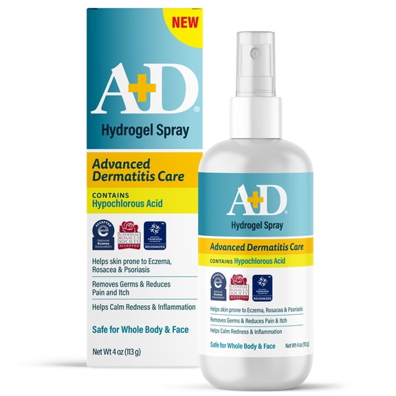 A+D Advanced Dermatitis Care Hydrogel Spray with Hypochlorous Acid 4 oz