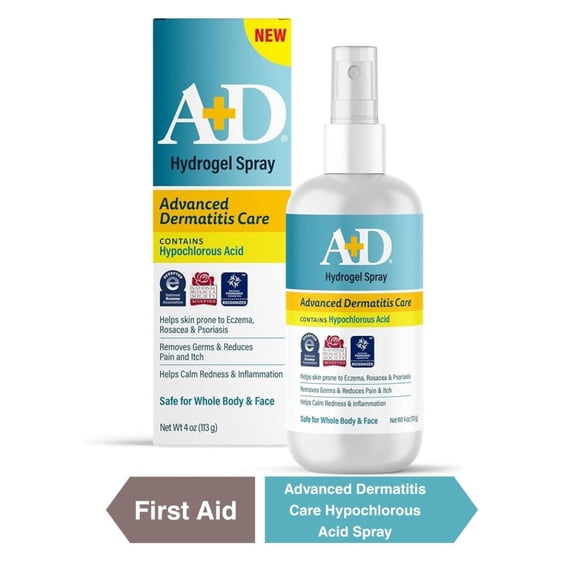 A+D Advanced Dermatitis Care Hydrogel Spray with Hypochlorous Acid 4 oz