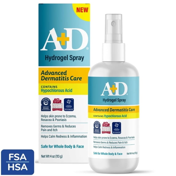 A+D Advanced Dermatitis Care Hydrogel Spray with Hypochlorous Acid 4 oz