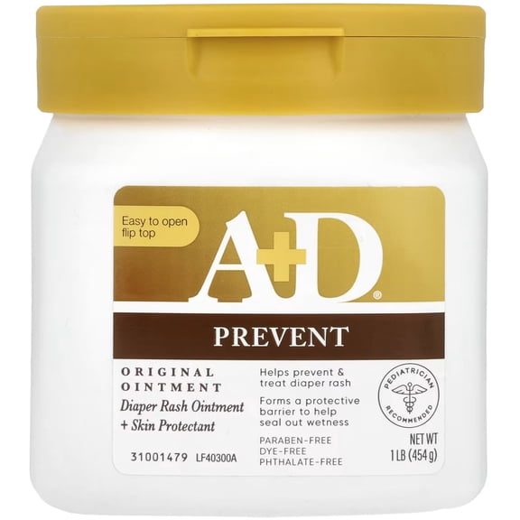 A+D Diaper Rash & Skin Protectant Prevent Original Ointment, 16oz, 6-Pack