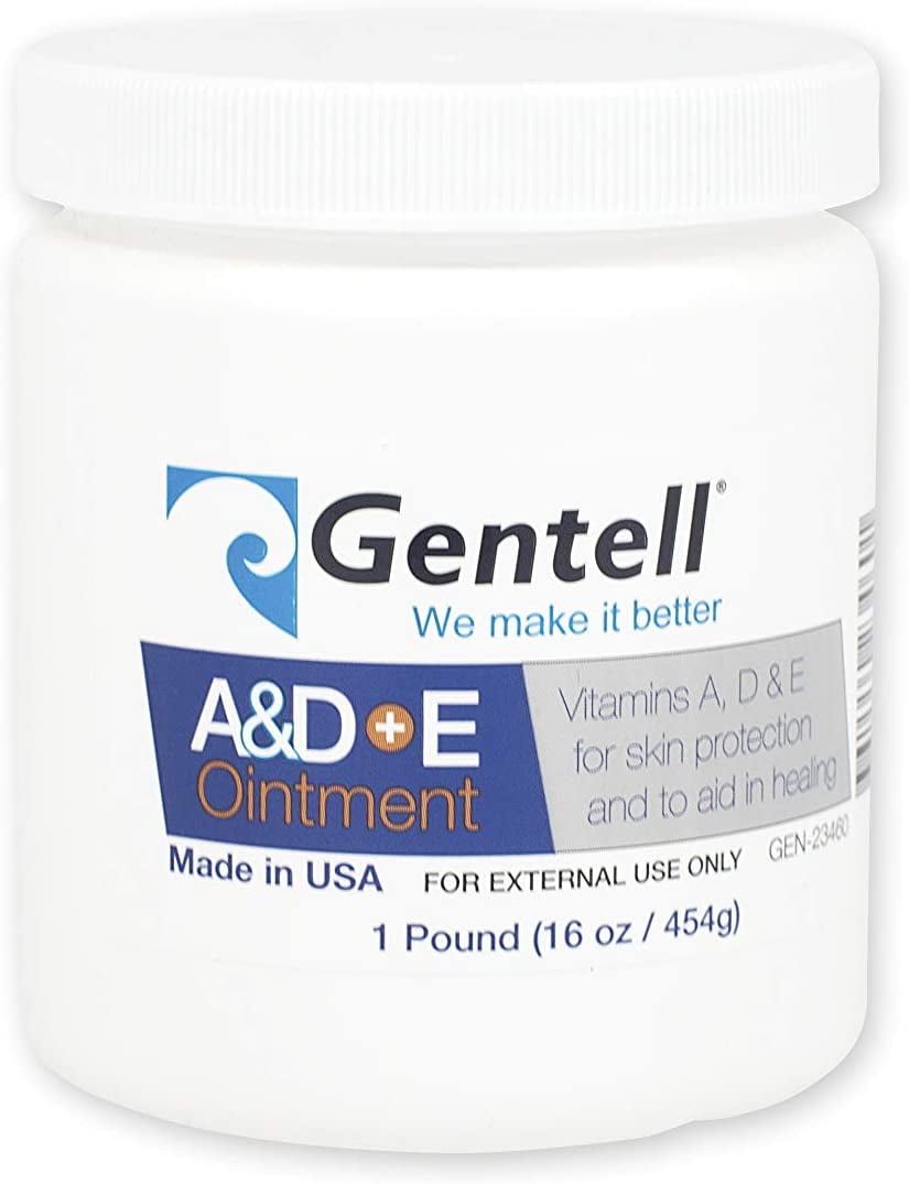 Gentell Protective A&D+E Ointment, 16 oz, Vitamins A, D, E for Skin Irritations and Diaper Rash