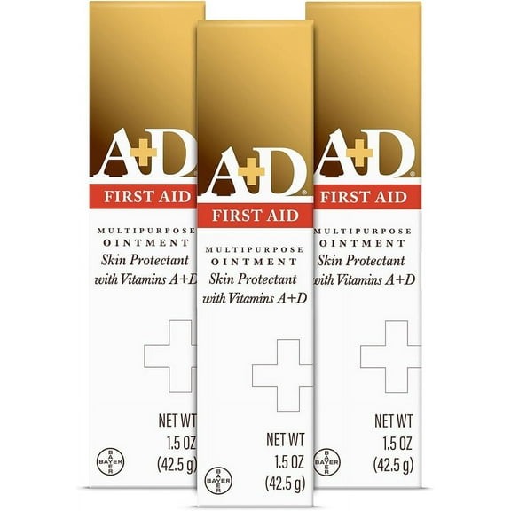 A+D First Aid Healing Ointment - Moisturizing Skin Protectant With Vitamins A & D - Repairs Scrapes, Wounds, Cracked Heels, Hands & Lips - Multipurpose Wound Ointment - 1.5 oz 3 Pack