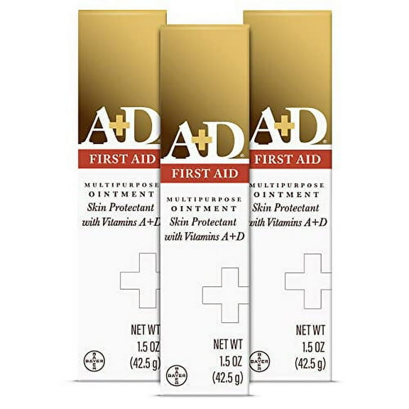 A+D First Aid Ointment, Multipurpose Dry Skin Moisturizer and Skin Protectant, 1.5 Oz (Pack of 3)