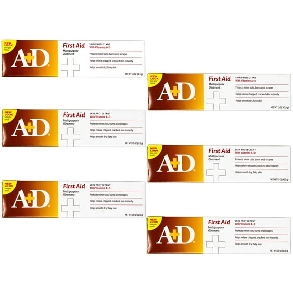 A+D First Aid Healing Ointment, Moisturizing Skin Protectant for Minor Cuts, Burns and Scrapes, Helps Smooth Dry, Flaky Skin, 1.5 OZ, Pack of 6