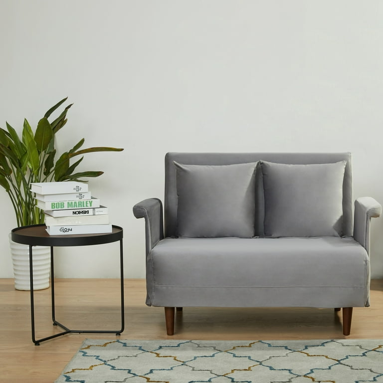 Artdeco Home Boston Convertible Futon Chair Velvet Gray Pine Medium Pillows Included Walmart