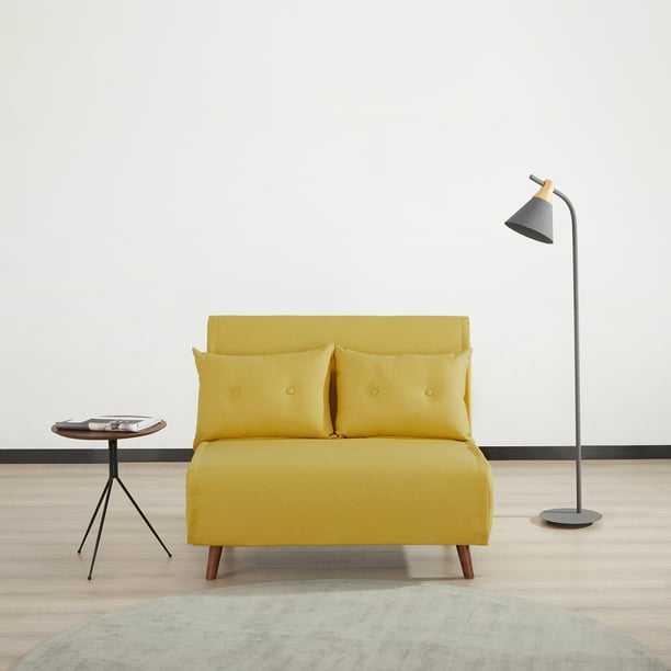 A D Home Jackson Faux Linen Convertible Chair Yellow