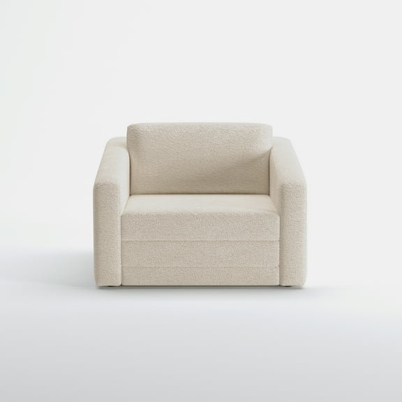 A&D Home Pala Polyester Sherpa Convertible Chair, Compact Sleeper, Ivory