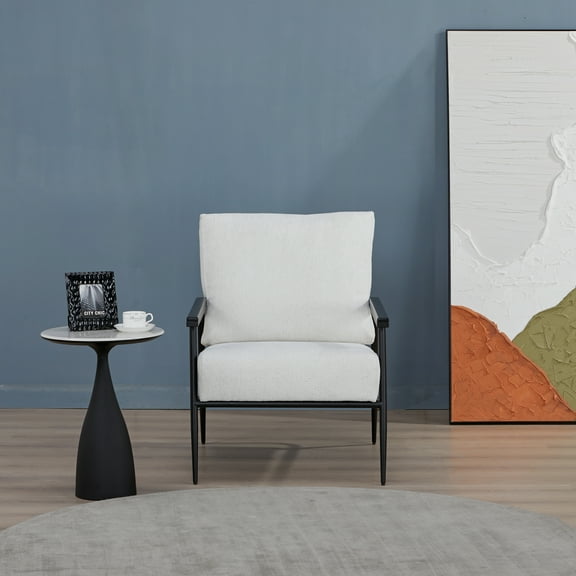 A&D Home Parker Polyester Sherpa Accent Chair, Ivory