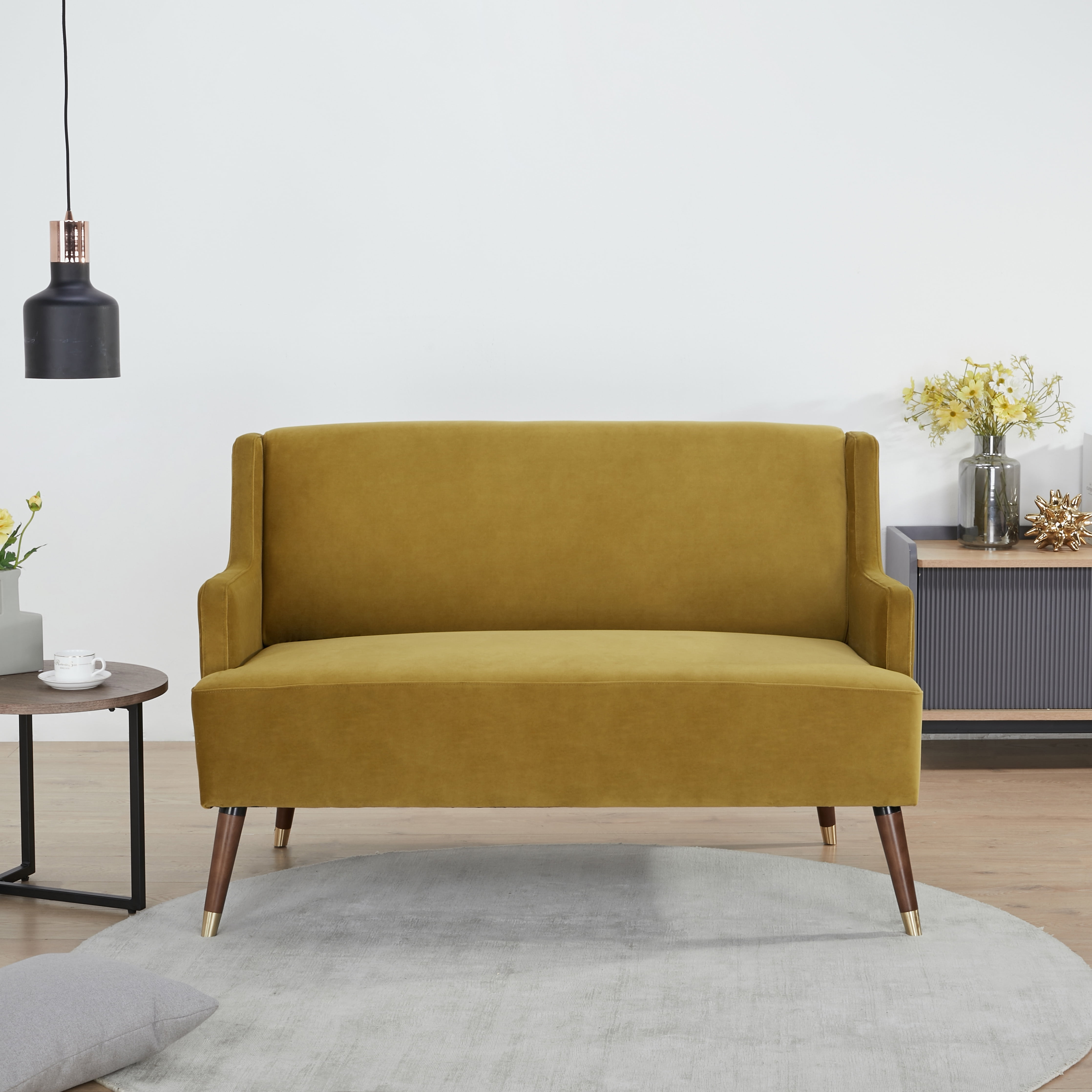 A&D Home Phoenix Velvet Loveseat, Antique Gold