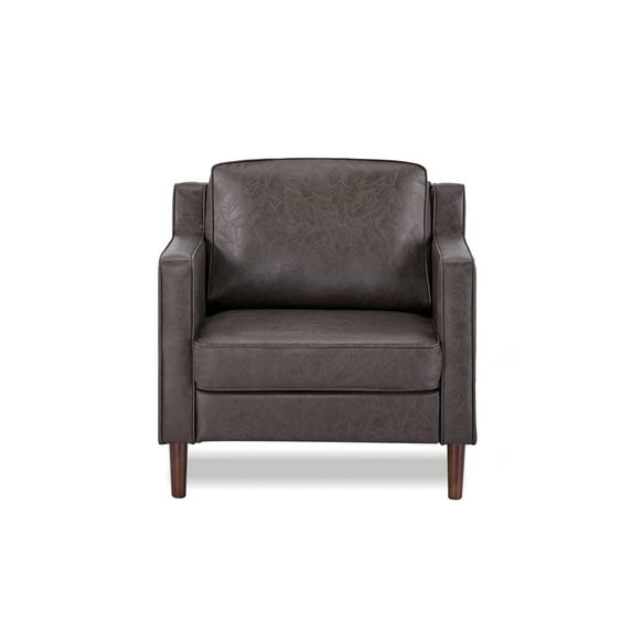 A&D Home Sedona Brown Faux Leather Modern Accent Chair, Upholstered Contemporary Lounge Armchair