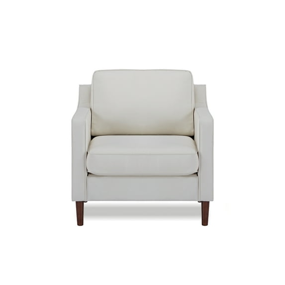 A&D Home Sedona Ivory White Faux Linen Modern Accent Chair, Upholstered Contemporary Lounge Armchair