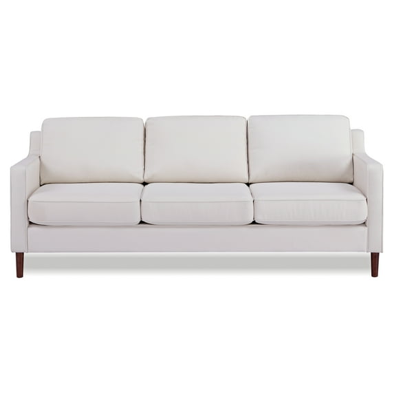 A&D Home Sedona Ivory White Faux Linen Modern Sofa, Upholstered Contemporary Couch