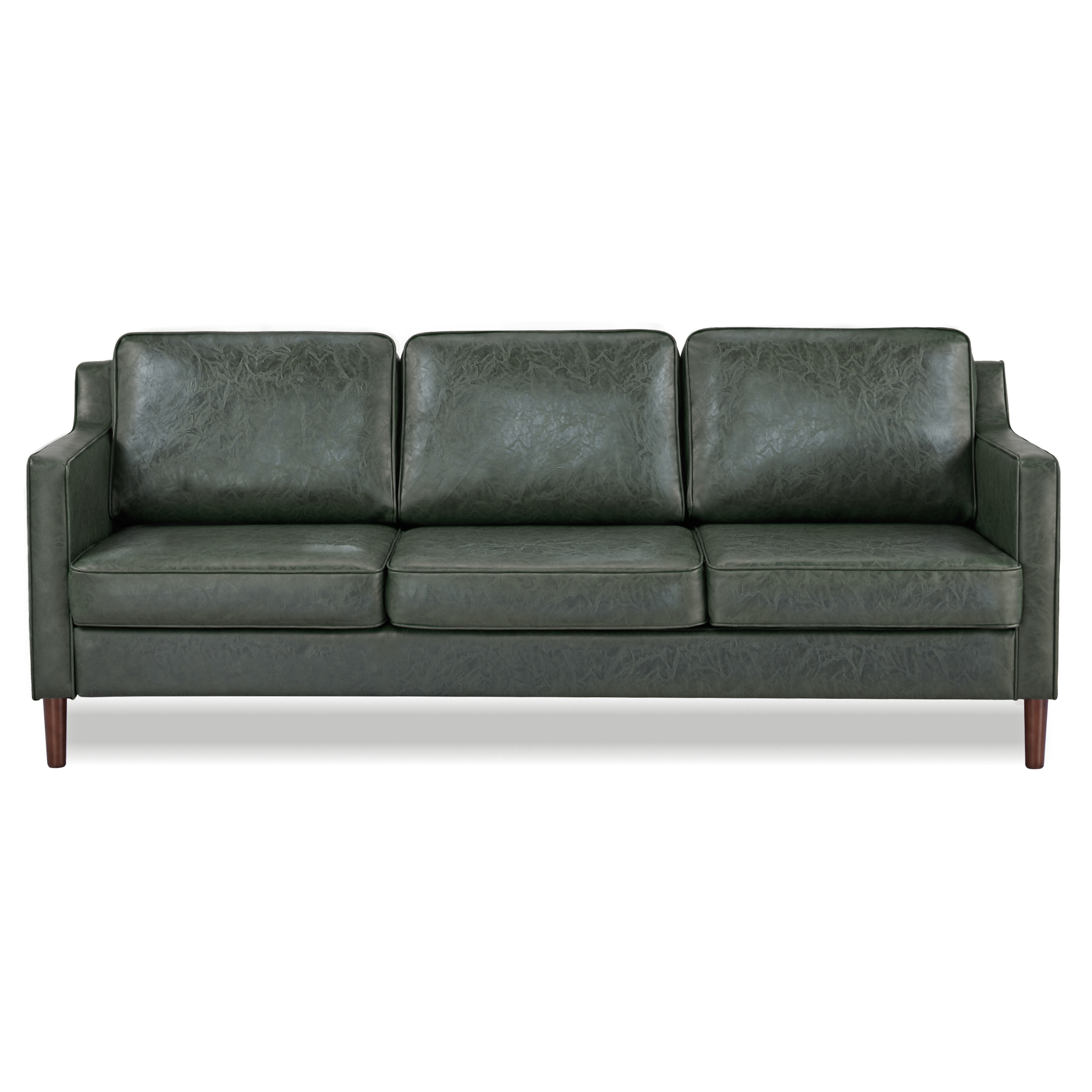 A&D Home Sedona Leaf Green Faux Leather Modern Sofa, Upholstered Contemporary Couch