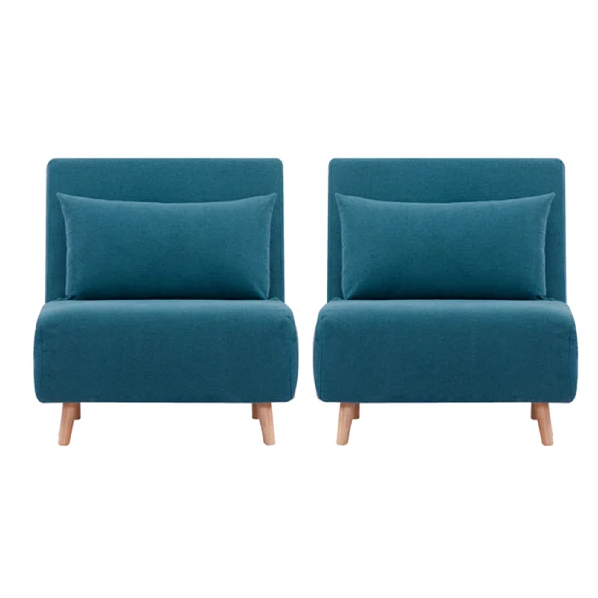 A&D Home Tustin Futon Chair Peacock Blue Set of 2