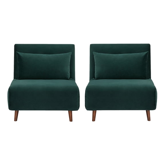 A&D Home Tustin Futon Chair Velvet Green Set of 2