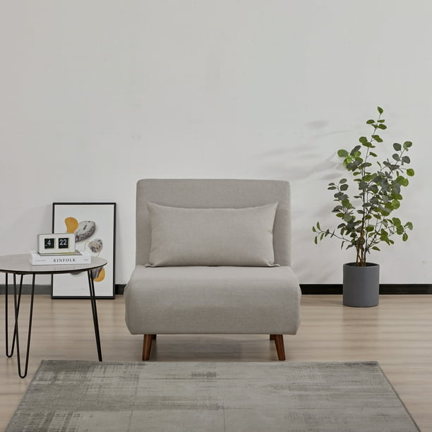 A&D Home Tustin Polyester Convertible Futon Chair, Beige Walmart