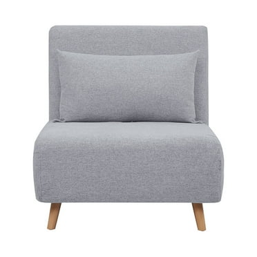 A&D Home Tustin Polyester Convertible Futon Chair, Light Gray