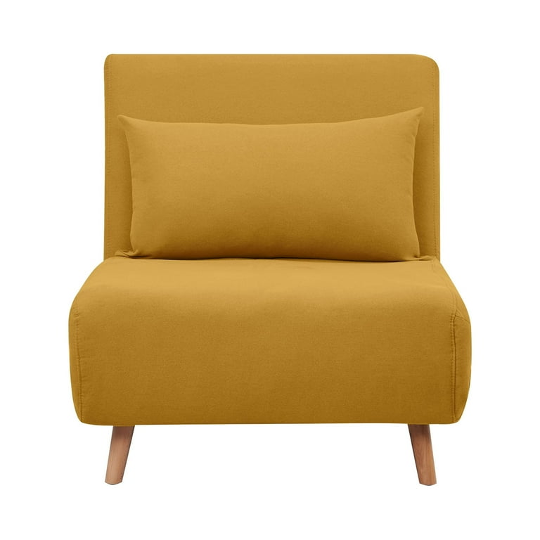 A D Home Tustin Polyester Convertible Futon Chair Yellow