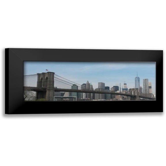A.D. Lines 14x7 Black Modern Framed Museum Art Print Titled - Hello New York