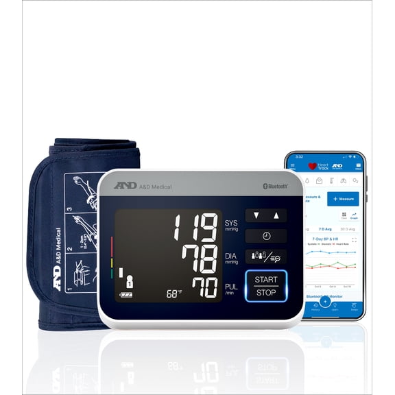 A&D Medical UA-910BLE Bluetooth Heart Rate Detection Upper Arm Blood Pressure Monitor with Bluetooth