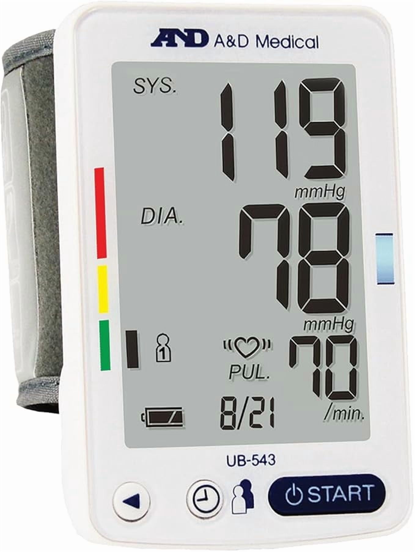 A&D Medical Bluetooth Blood Pressure Monitor, Wrist, Digital, Heart Rate Detection (UB-543)