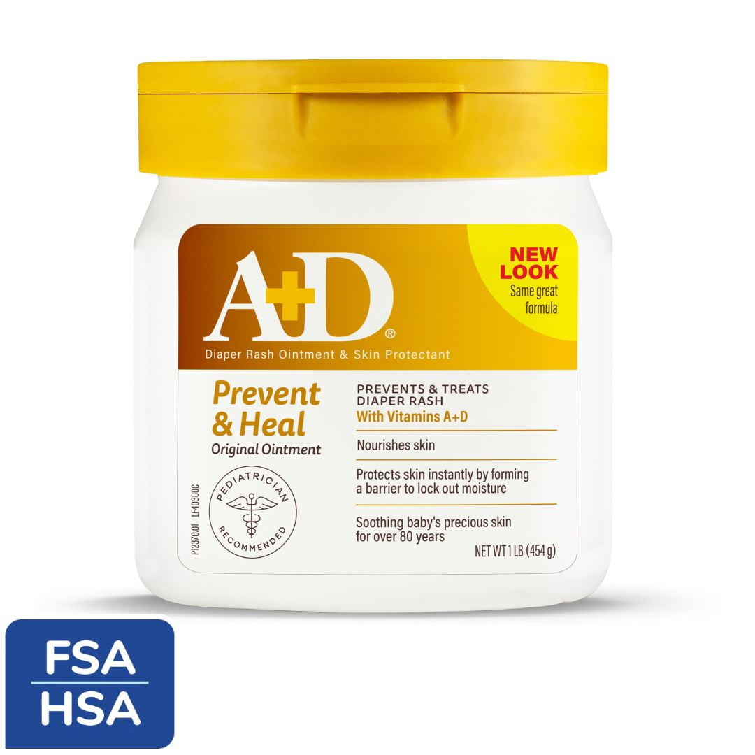 Pomada para assaduras A+D Original, pote de 450 g, todos os tipos de pele