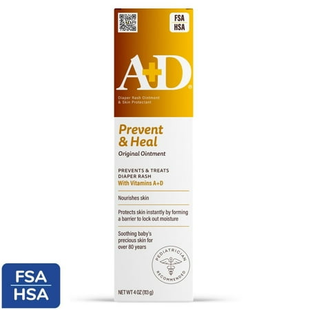 A+D Original Diaper Rash Ointment with Vitamins A and D, 4 oz Tube