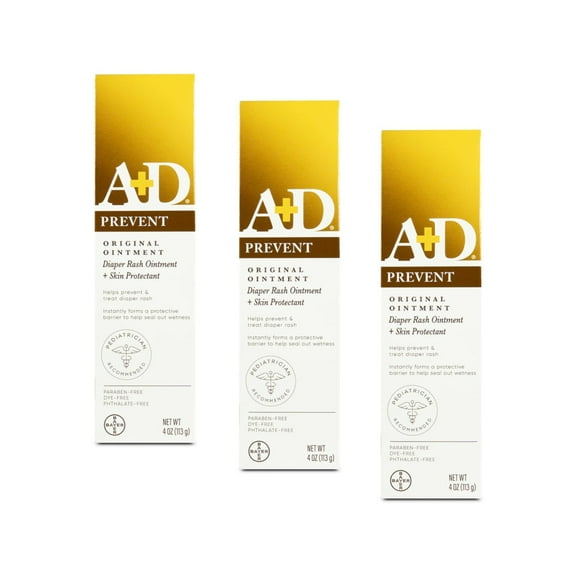 A + D Original Ointment, Diaper Rash & Skin Protectant - 4 oz tube (Pack of 3)