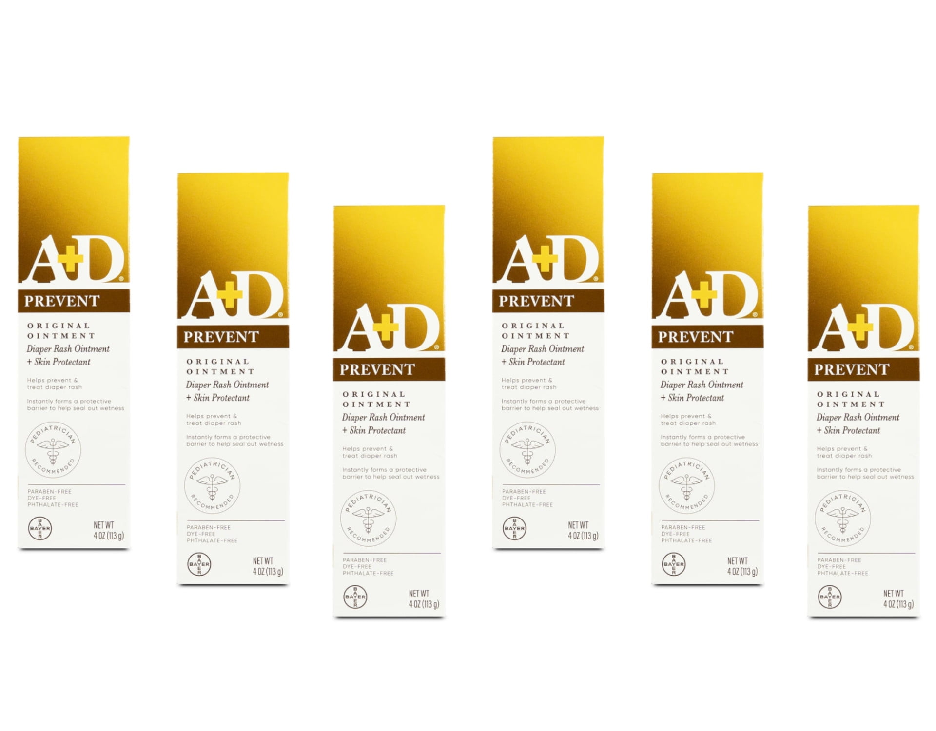 A + D Original Ointment, Diaper Rash & Skin Protectant - 4 oz tube (Pack of 6)