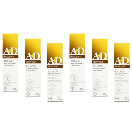 A + D Original Ointment, Diaper Rash & Skin Protectant - 4 oz tube (Pack of 6)