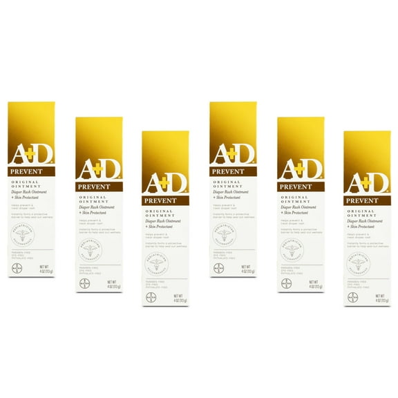 A + D Original Ointment, Diaper Rash & Skin Protectant - 4 oz tube (Pack of 6)
