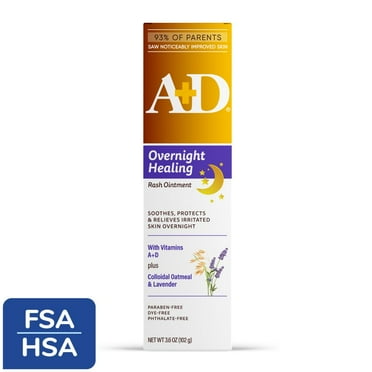 A+D Overnight Healing Diaper Rash Ointment for Baby, Soothes, Protects & Relieves Overnight, 3.6oz