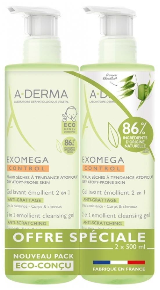 A-DERMA Exomega Control Anti-Scratching 2in1 Emollient Cleansing