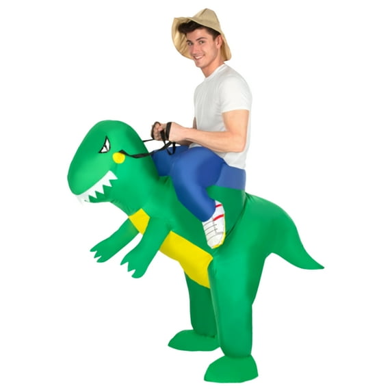 Inflatable Dinosaur Ride-On T-Rex Halloween Costume for Adults, Sizes S-XL (28-42), by Morph Costumes