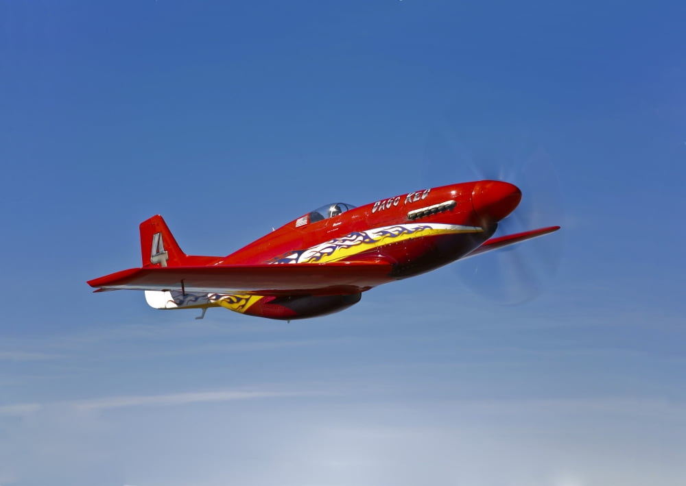 A Dago Red P-51G Mustang in flight Canvas Art - Scott GermainStocktrek Images (17 x 12)
