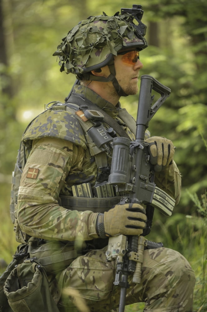 A Danish soldier rests during a live-fire exercise Canvas Art - Stocktrek Images (23 x 34)